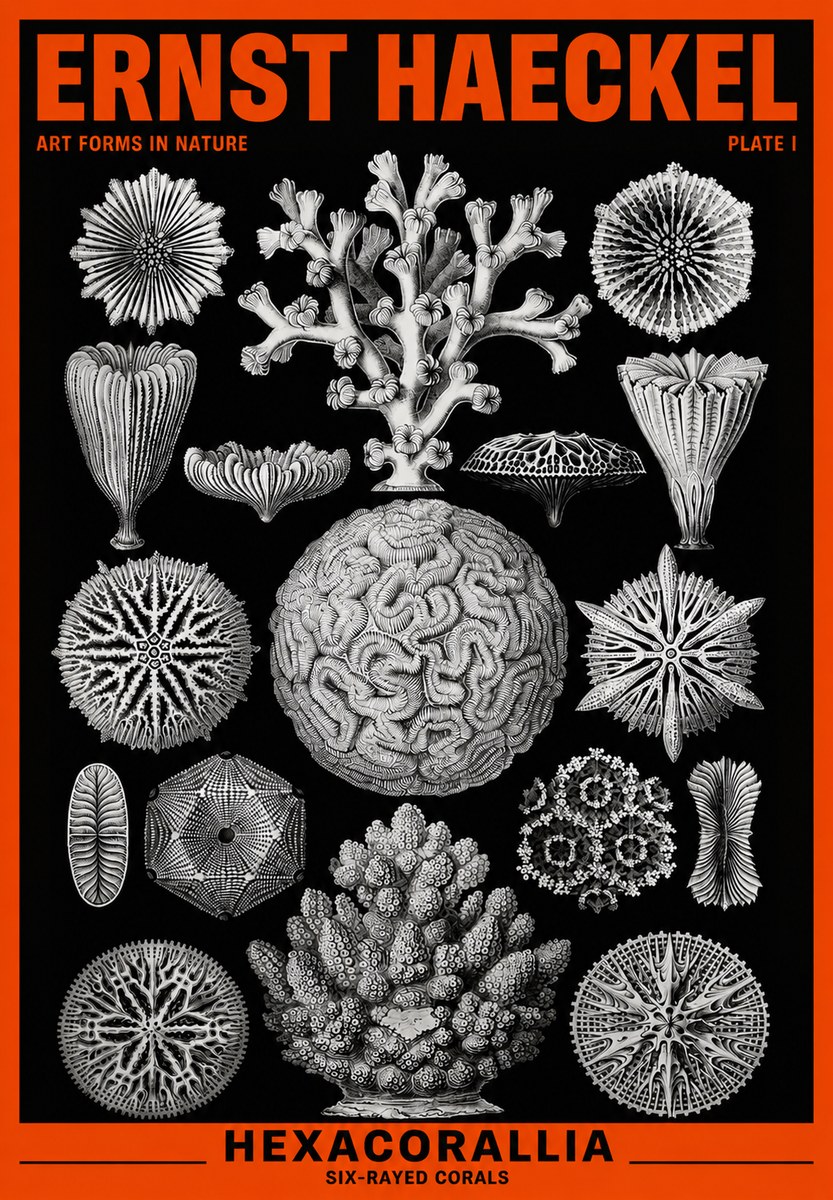 Ernst Haeckel Hexacoralla – Six-rayed Corals No6 - Affiche