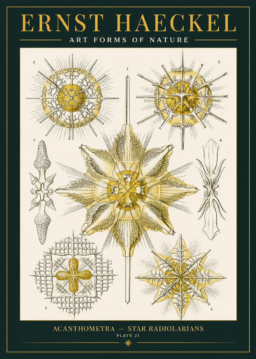 Ernst Haeckel Acanthometra - Star Radiolarians No2 - Affiche