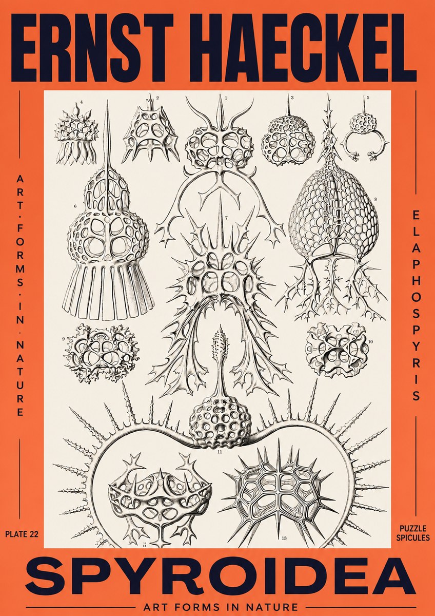 Ernst Haeckel Spyroidea - Puffball Radiolarians - Plate 22 No3 - Affiche