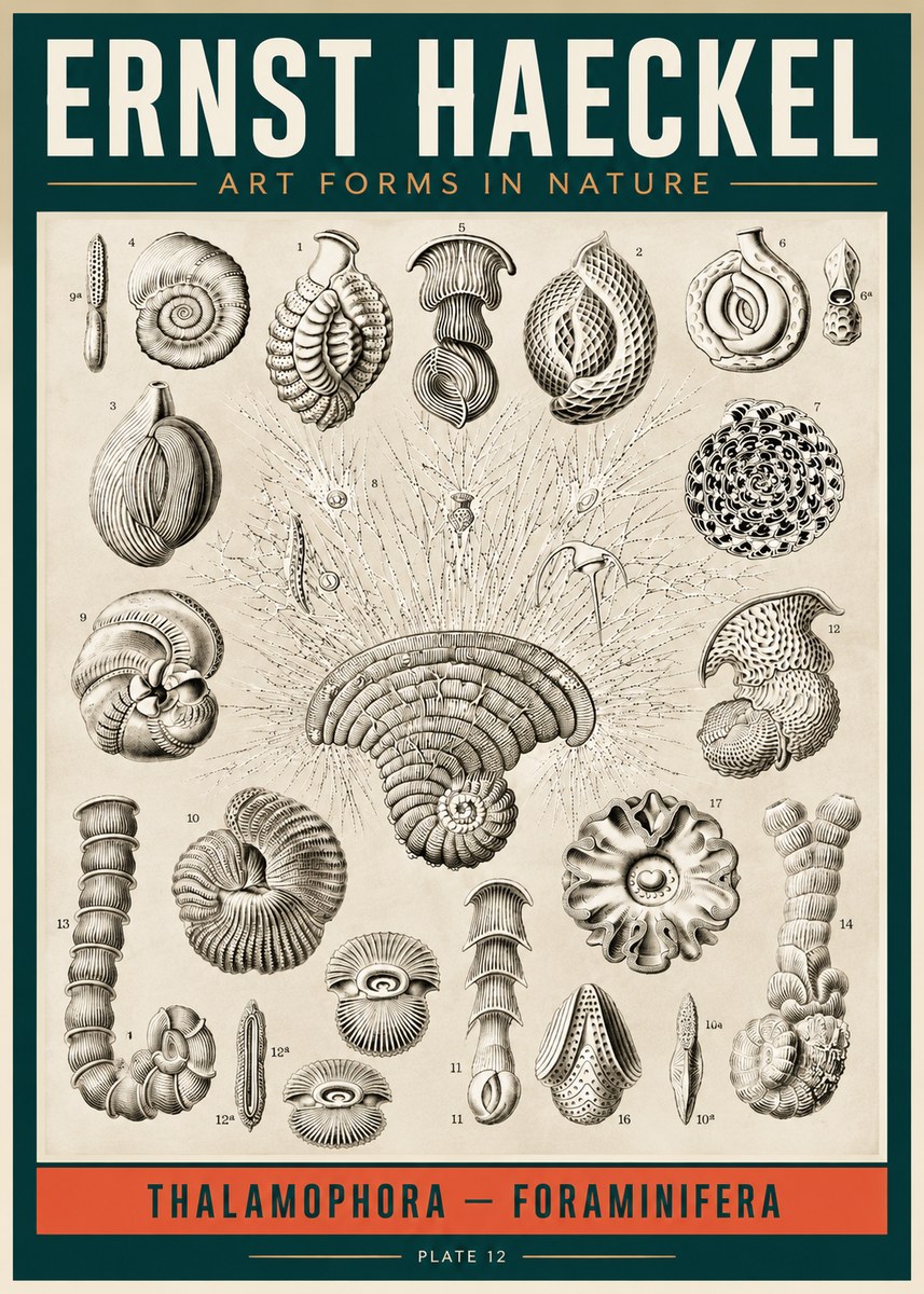 Ernst Haeckel Thalamophora – Foraminifera Plate 12 No2 - Affiche
