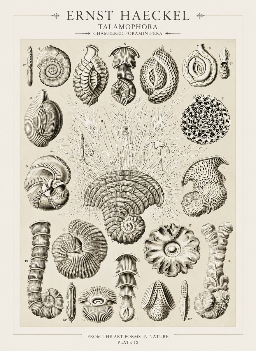 Ernst Haeckel Thalamophora – Foraminifera Plate 12 No3 - Affiche