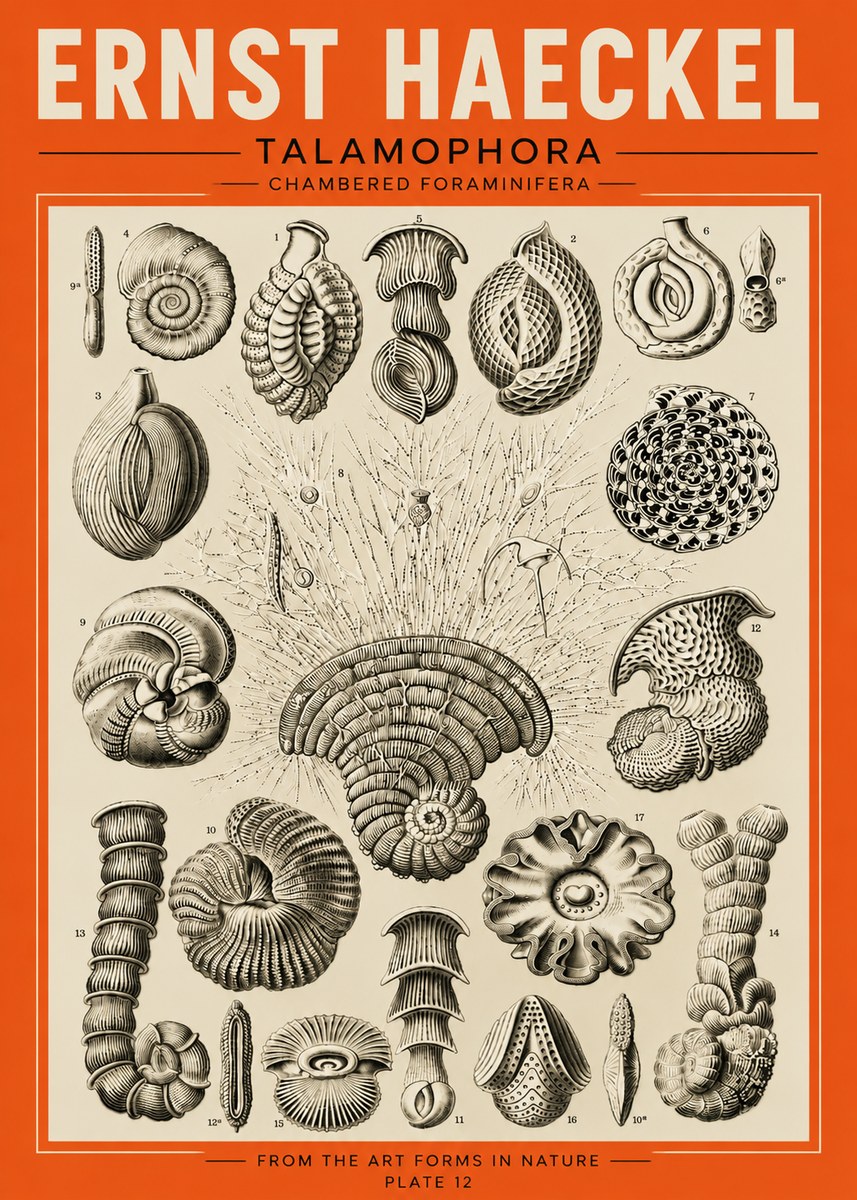 Ernst Haeckel Thalamophora – Foraminifera Plate 12 No5 - Affiche