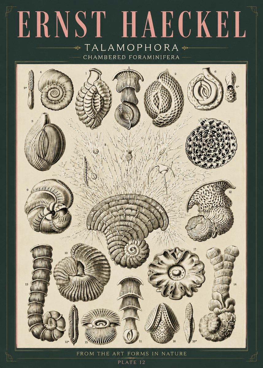 Ernst Haeckel Thalamophora – Foraminifera Plate 12 No6 - Affiche