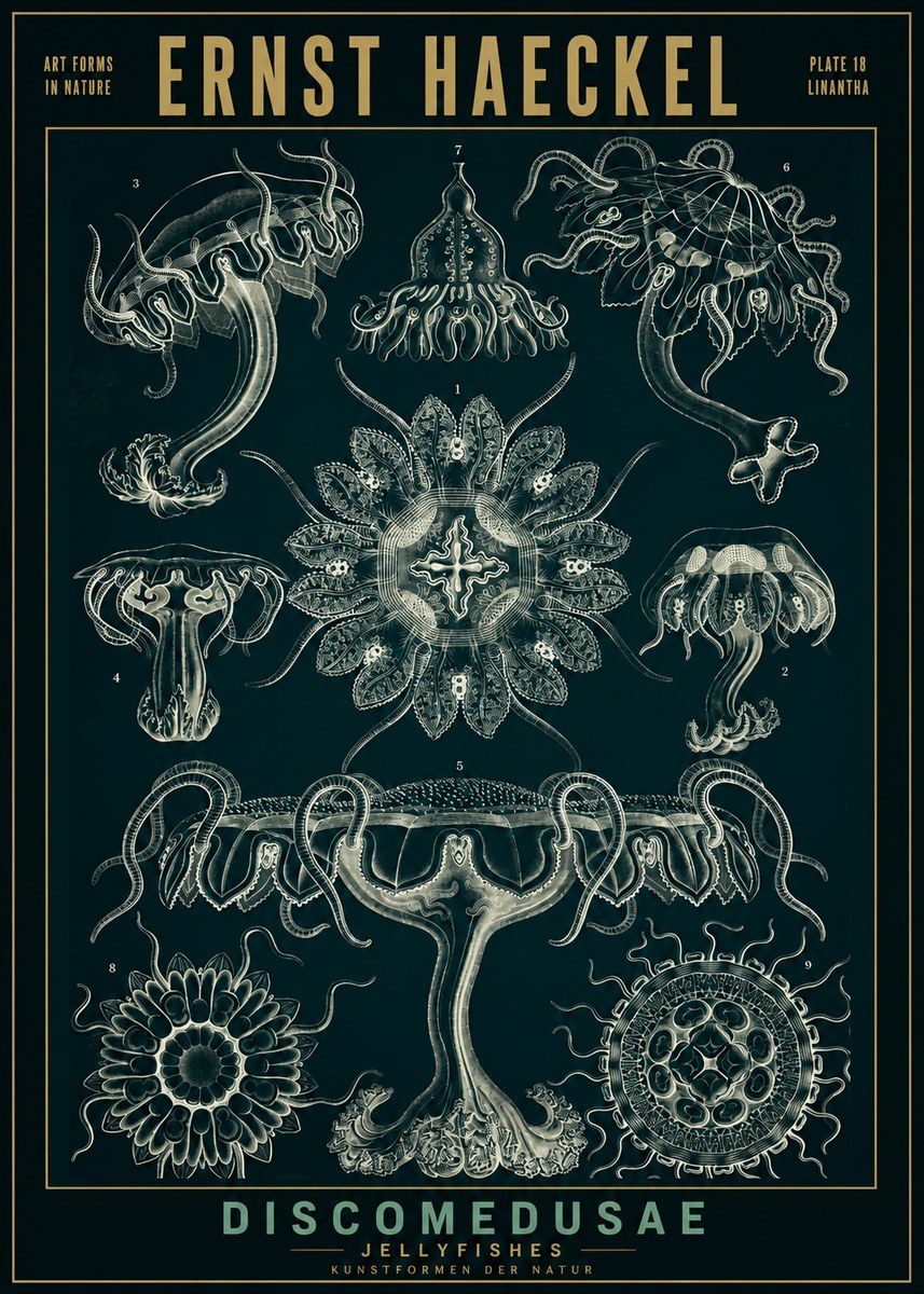 Ernst Haeckel Discomedusae. Jellyfishes. No2 - Affiche
