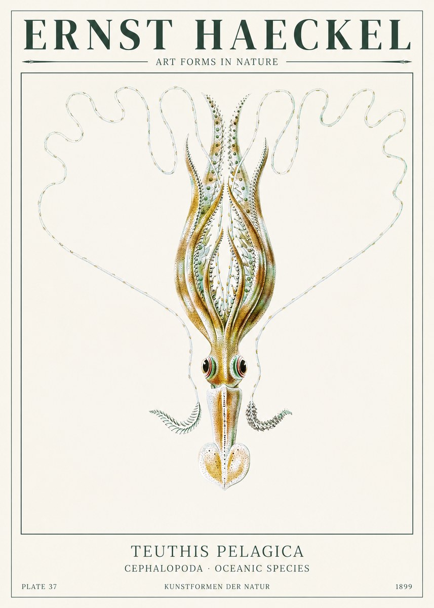 Ernst Haeckel Teuthis Pelagica No1 - Affiche
