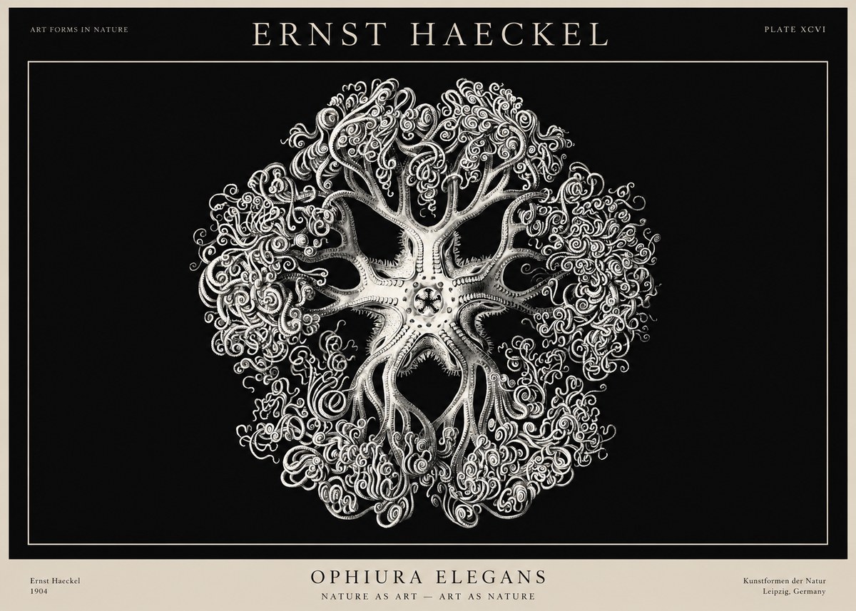 Ernst Haeckel Ophiuroidea Sea Tree - Deep Sea No3 - Affiche