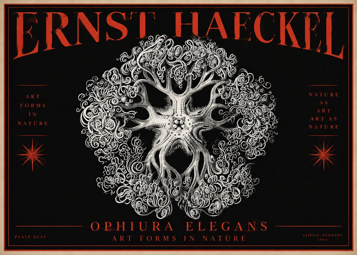 Ernst Haeckel Ophiuroidea Sea Tree - Deep Sea No4 - Affiche
