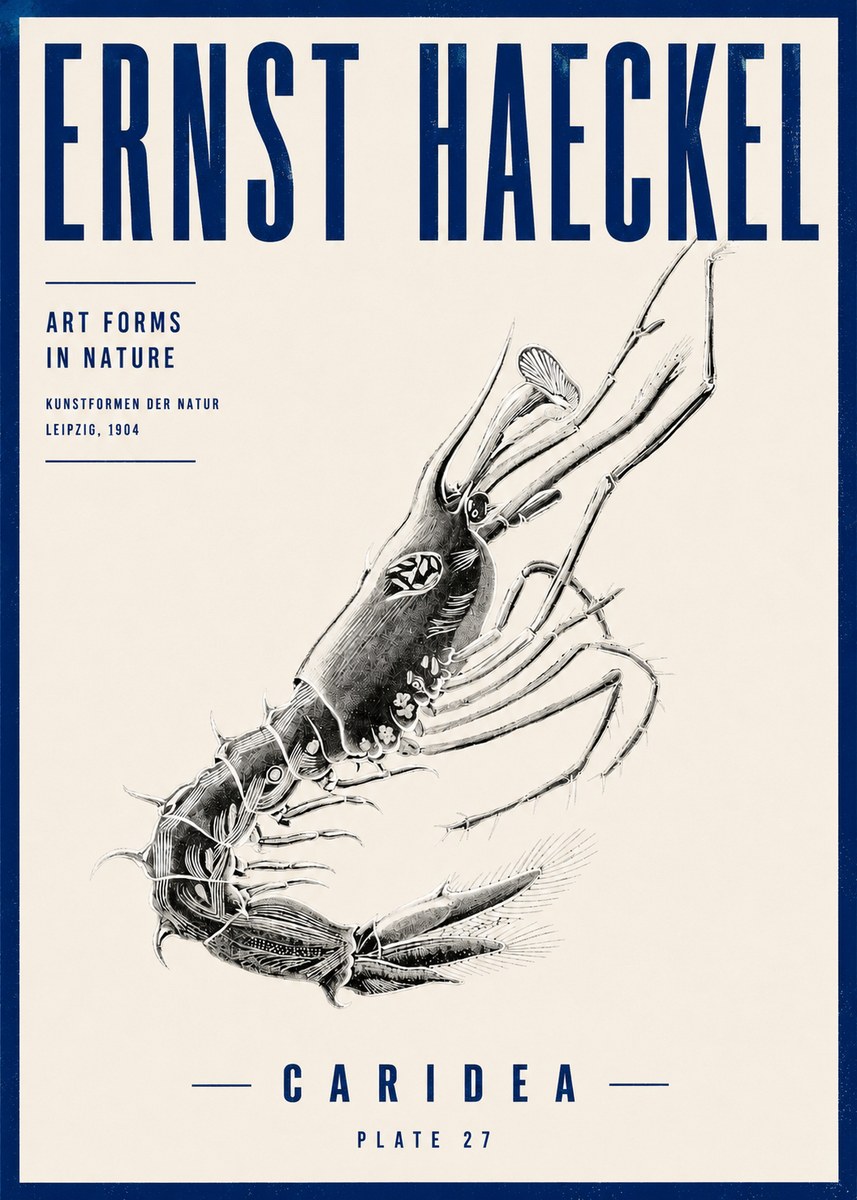 Ernst Haeckel Caridea Plate 27 No4 - Affiche