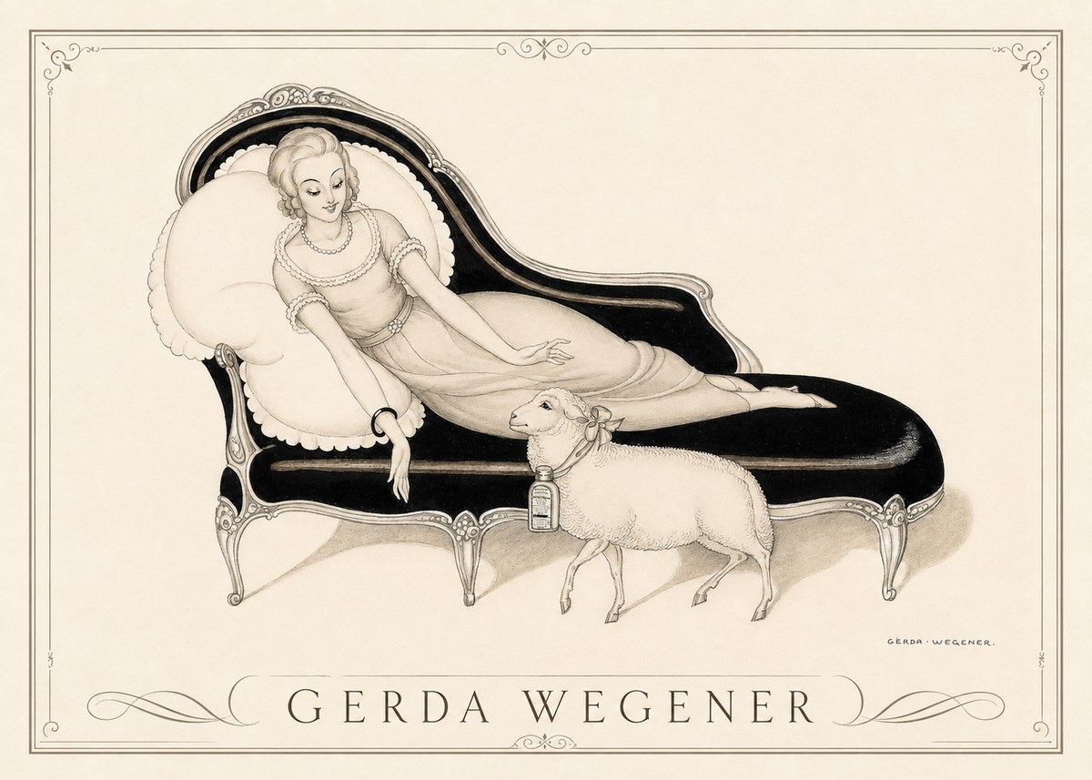 Gerda Wegener Lady with Lamb No3 - Affiche