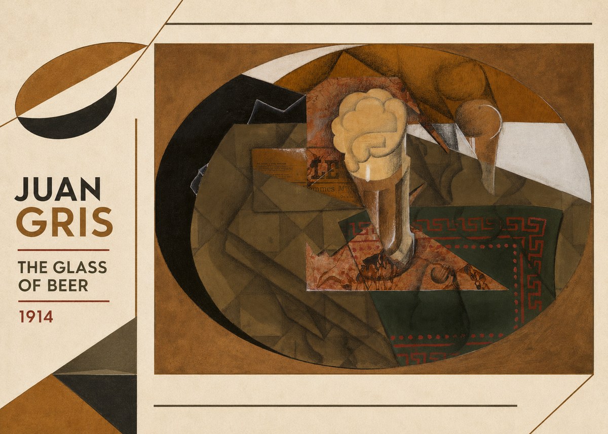 Juan Gris The Glass of Beer No6 - Affiche