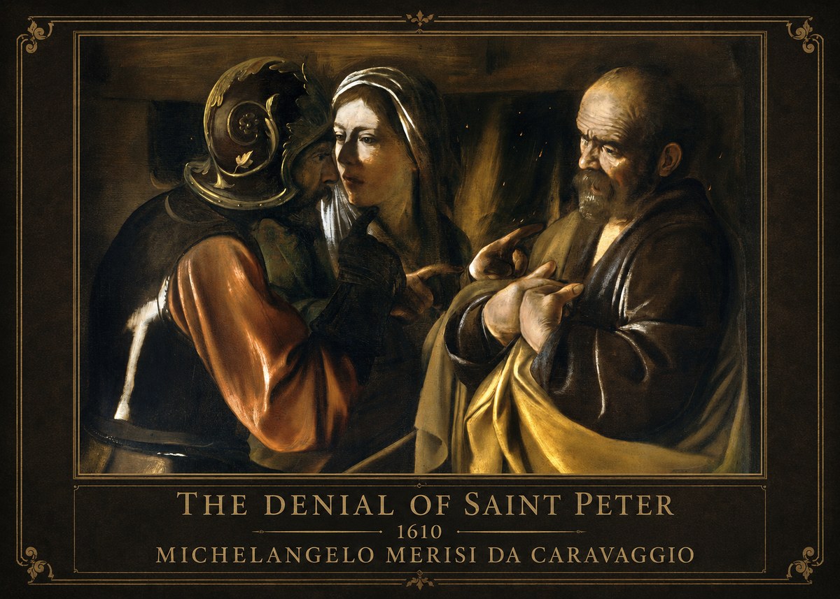 Michelangelo Merisi da Caravaggio The Denial of Saint Peter No1 - Affiche