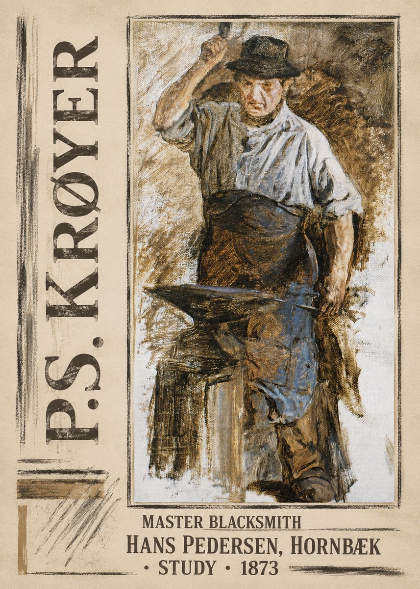 P.S. Krøyer Master Blacksmith Hans Pedersen, Hornbaek · Study · 1873 No2 - Affiche