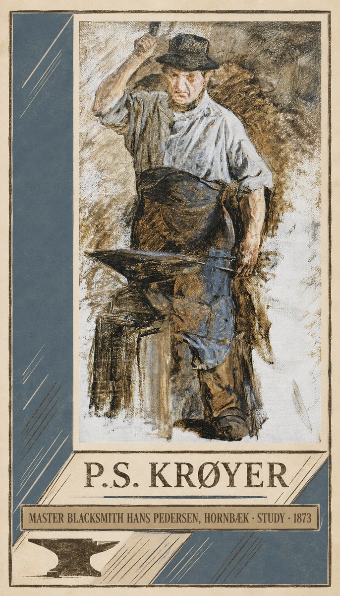 P.S. Krøyer Master Blacksmith Hans Pedersen, Hornbaek · Study · 1873 No3 - Affiche