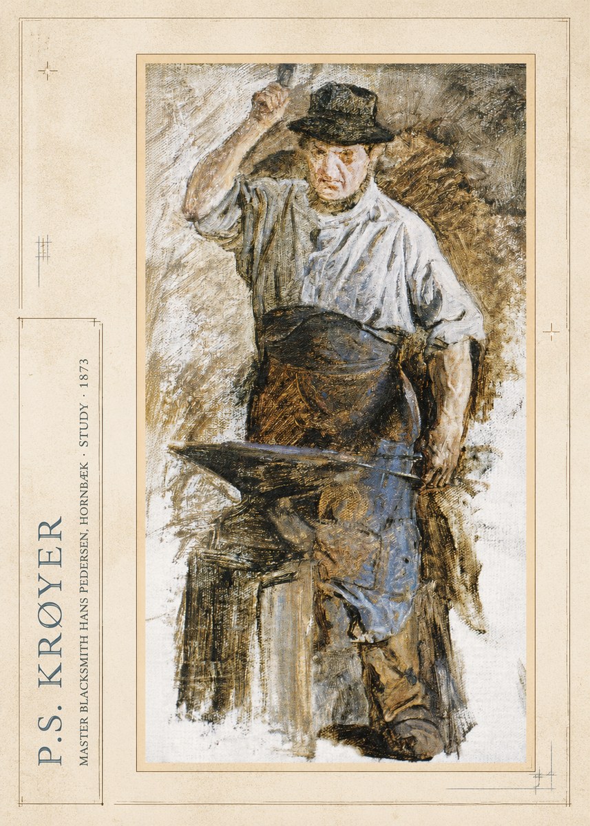 P.S. Krøyer Master Blacksmith Hans Pedersen, Hornbaek · Study · 1873 No4 - Affiche