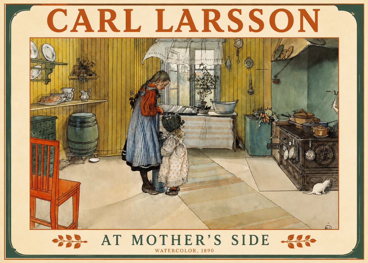 Carl Larsson At Mother's Side No2 - Affiche