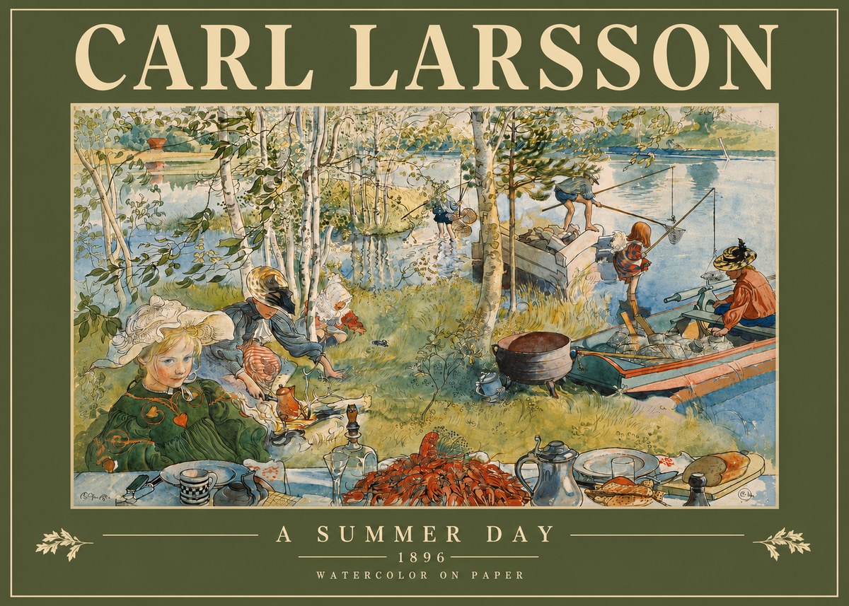Carl Larsson A Summer Day No3 - Affiche