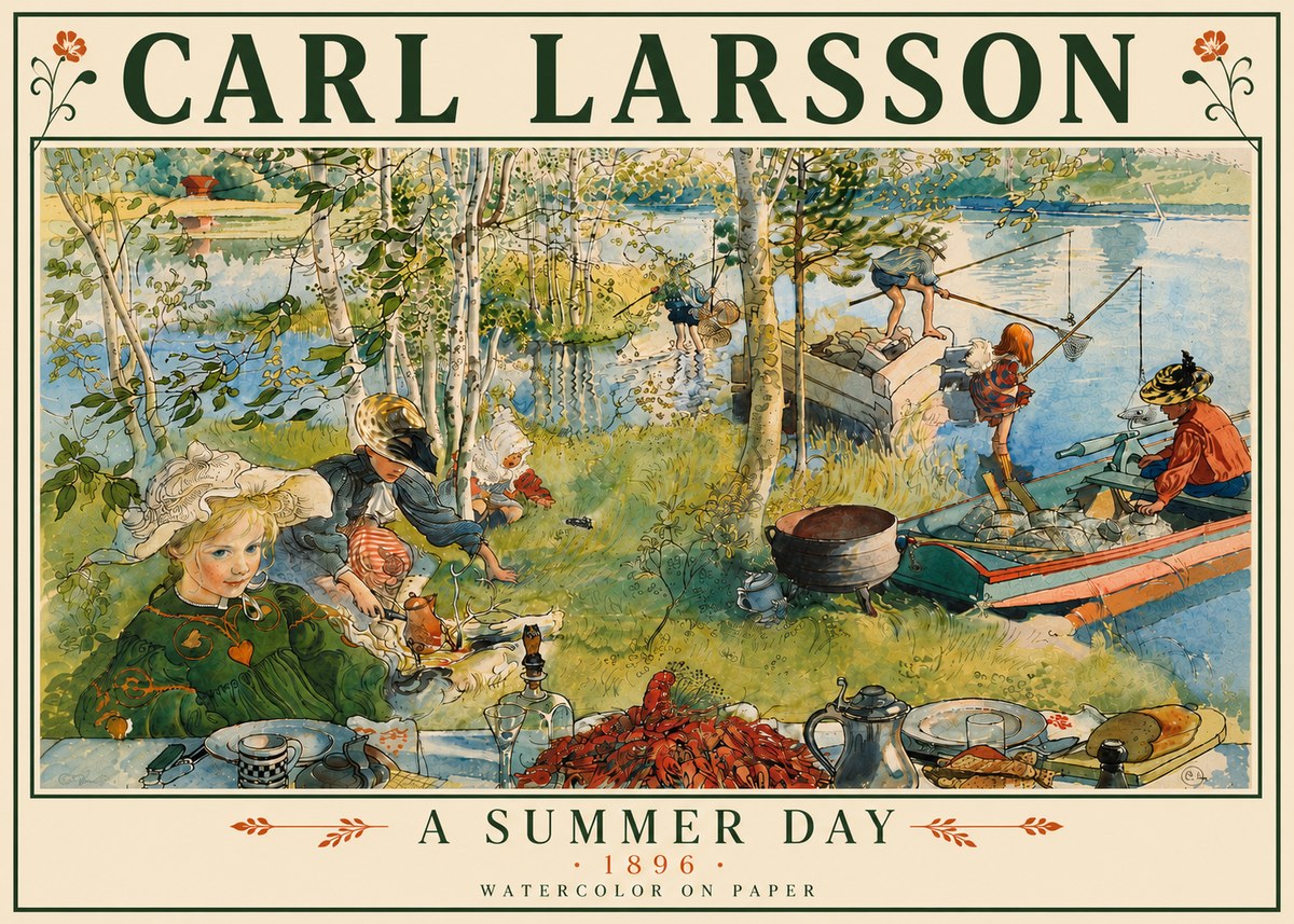 Carl Larsson A Summer Day No6 - Affiche