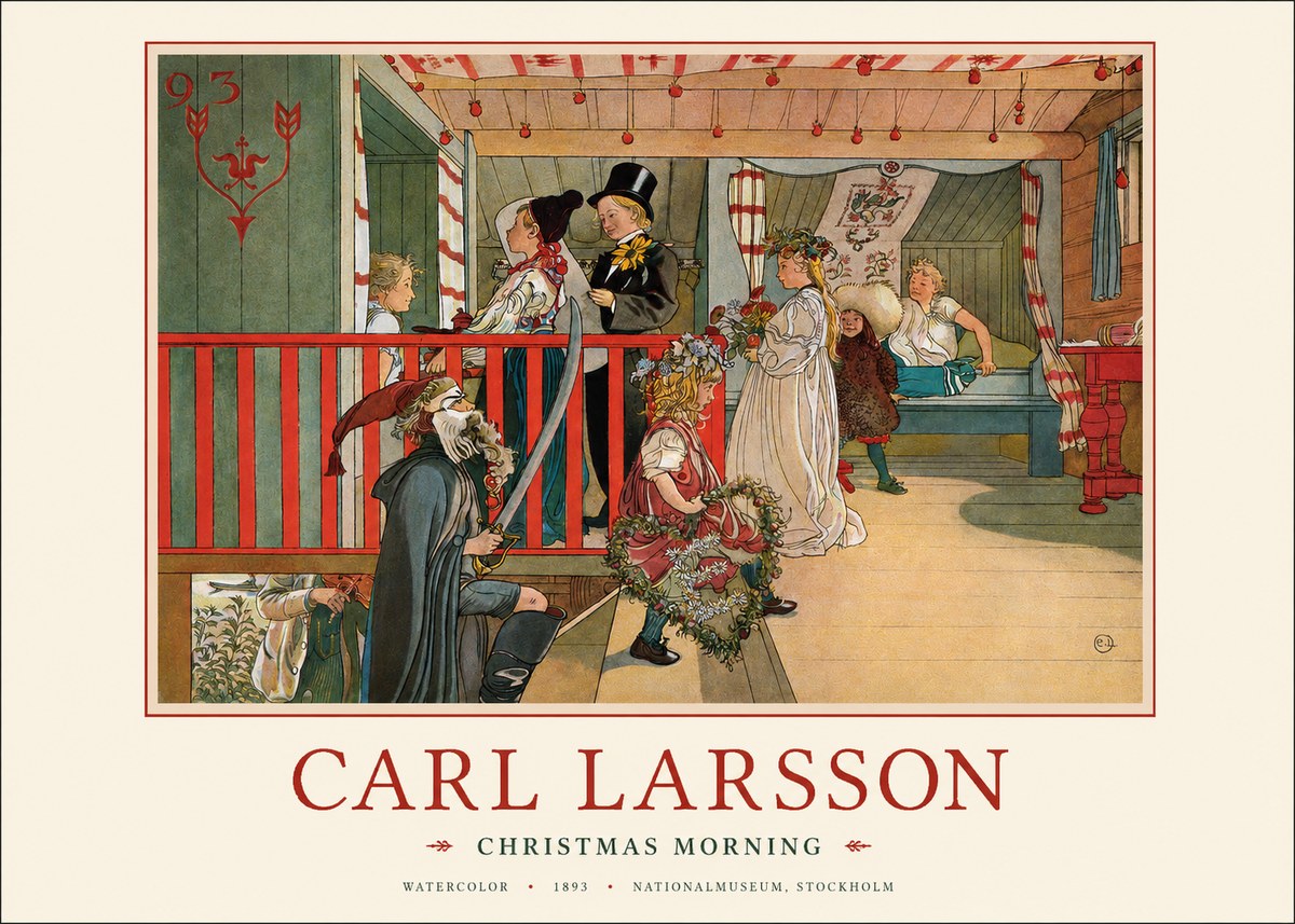 Carl Larsson Children Bringing Flowers No3 - Affiche