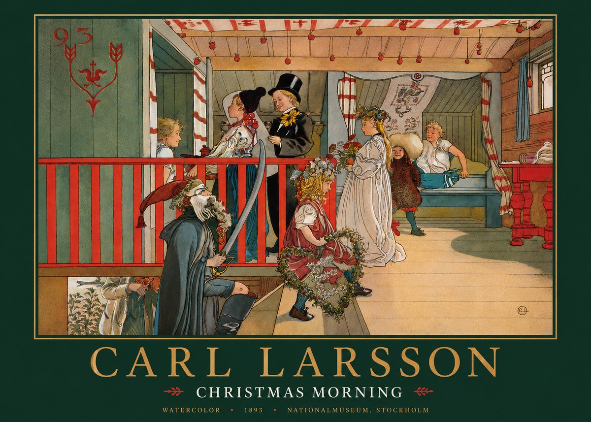 Carl Larsson Children Bringing Flowers No5 - Affiche