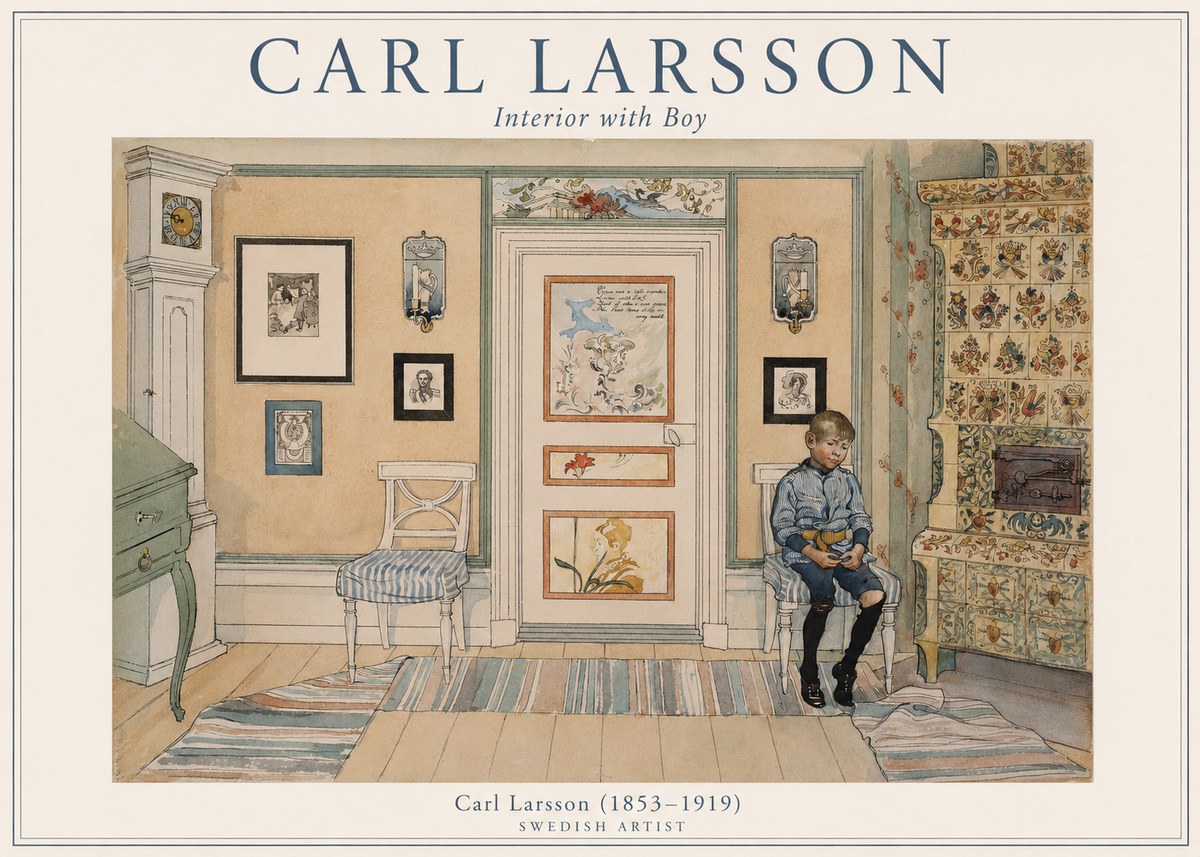 Carl Larsson Interior with Boy No1 - Affiche
