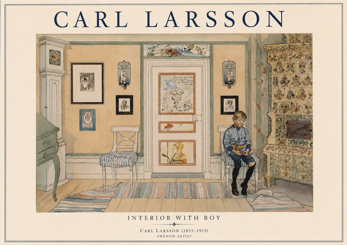 Carl Larsson Interior with Boy No3 - Affiche