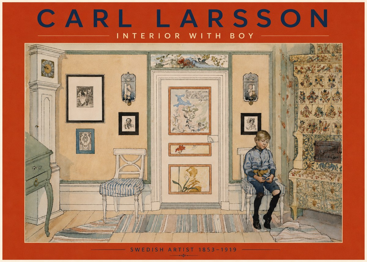 Carl Larsson Interior with Boy No4 - Affiche