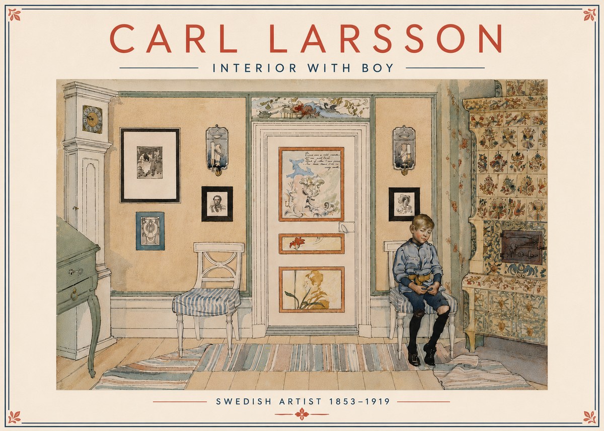 Carl Larsson Interior with Boy No5 - Affiche