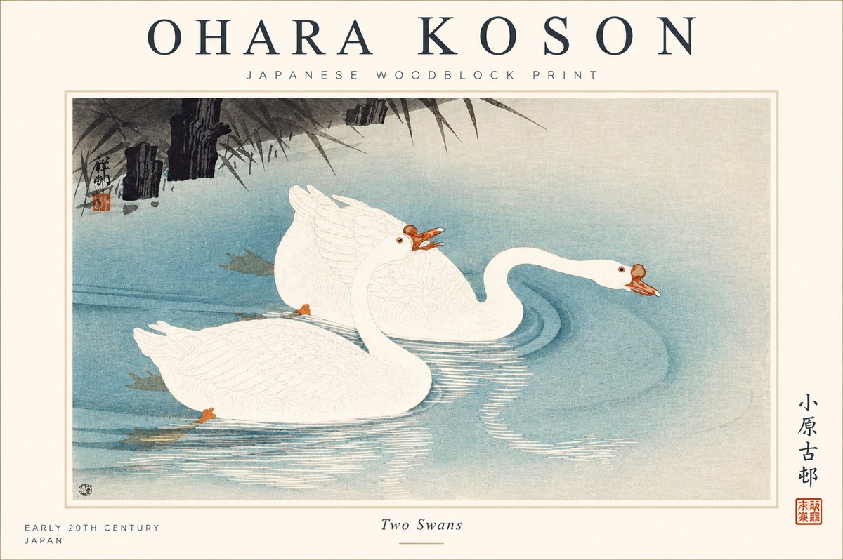 Ohara Koson Two Swans No1 - Affiche