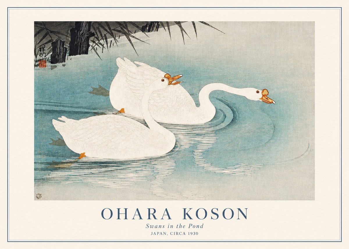 Ohara Koson Two Swans No2 - Affiche