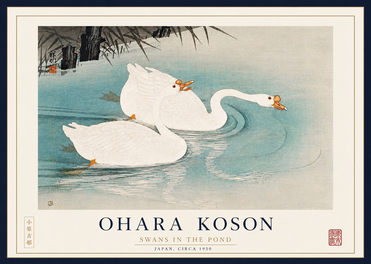 Ohara Koson Two Swans No4 - Affiche