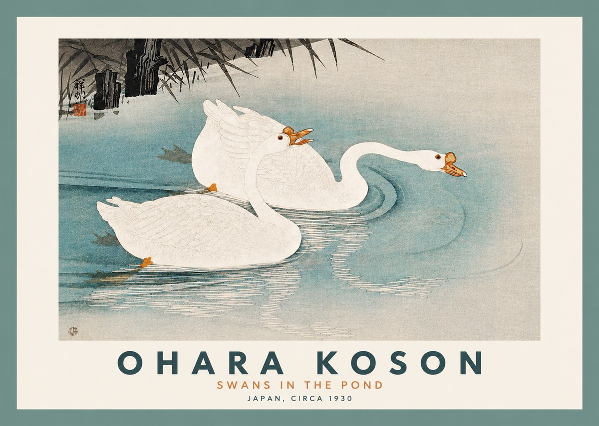 Ohara Koson Two Swans No5 - Affiche
