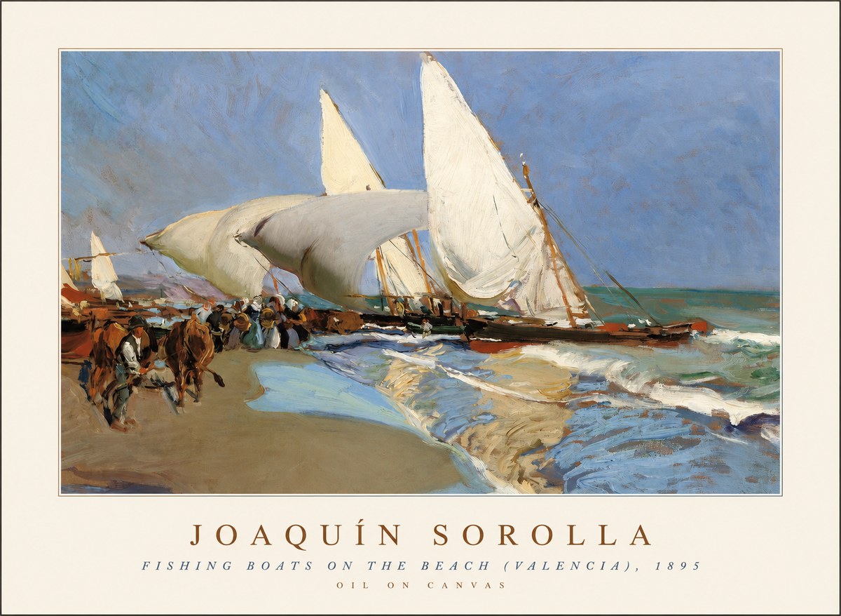 Sorolla Fishing Boats on the Beach (Valencia), 1895 No1 - Affiche