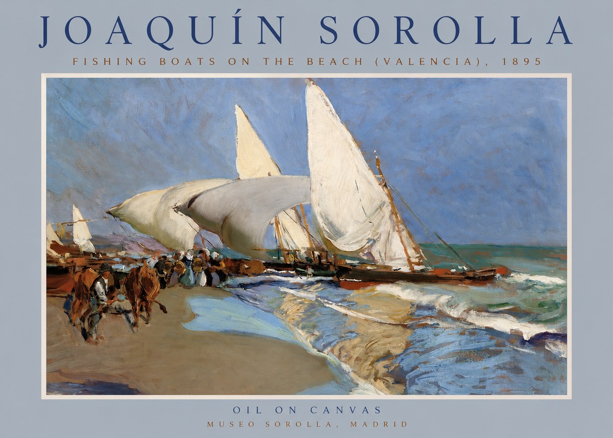 Sorolla Fishing Boats on the Beach (Valencia), 1895 No2 - Affiche
