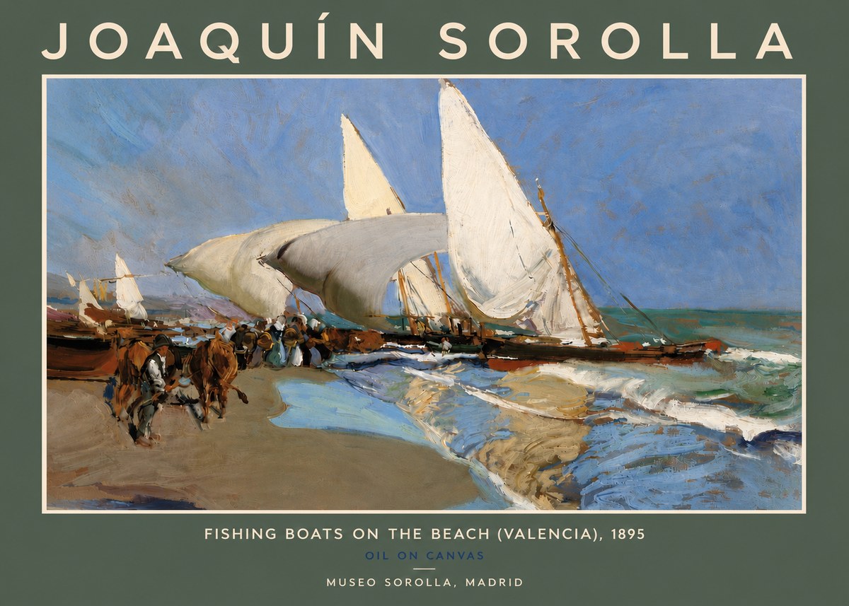 Sorolla Fishing Boats on the Beach (Valencia), 1895 No5 - Affiche