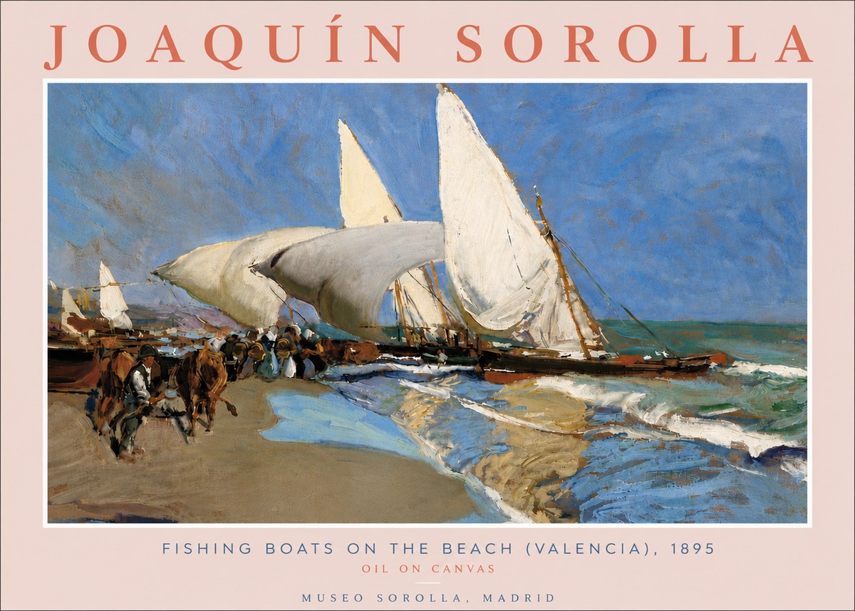 Sorolla Fishing Boats on the Beach (Valencia), 1895 No6 - Affiche