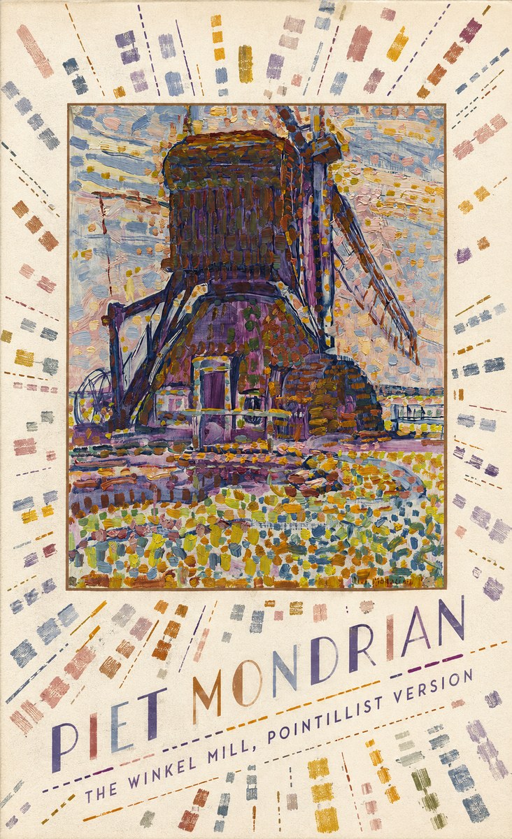 Piet Mondrian The Winkel Mill, Pointillist Version No4 - Affiche