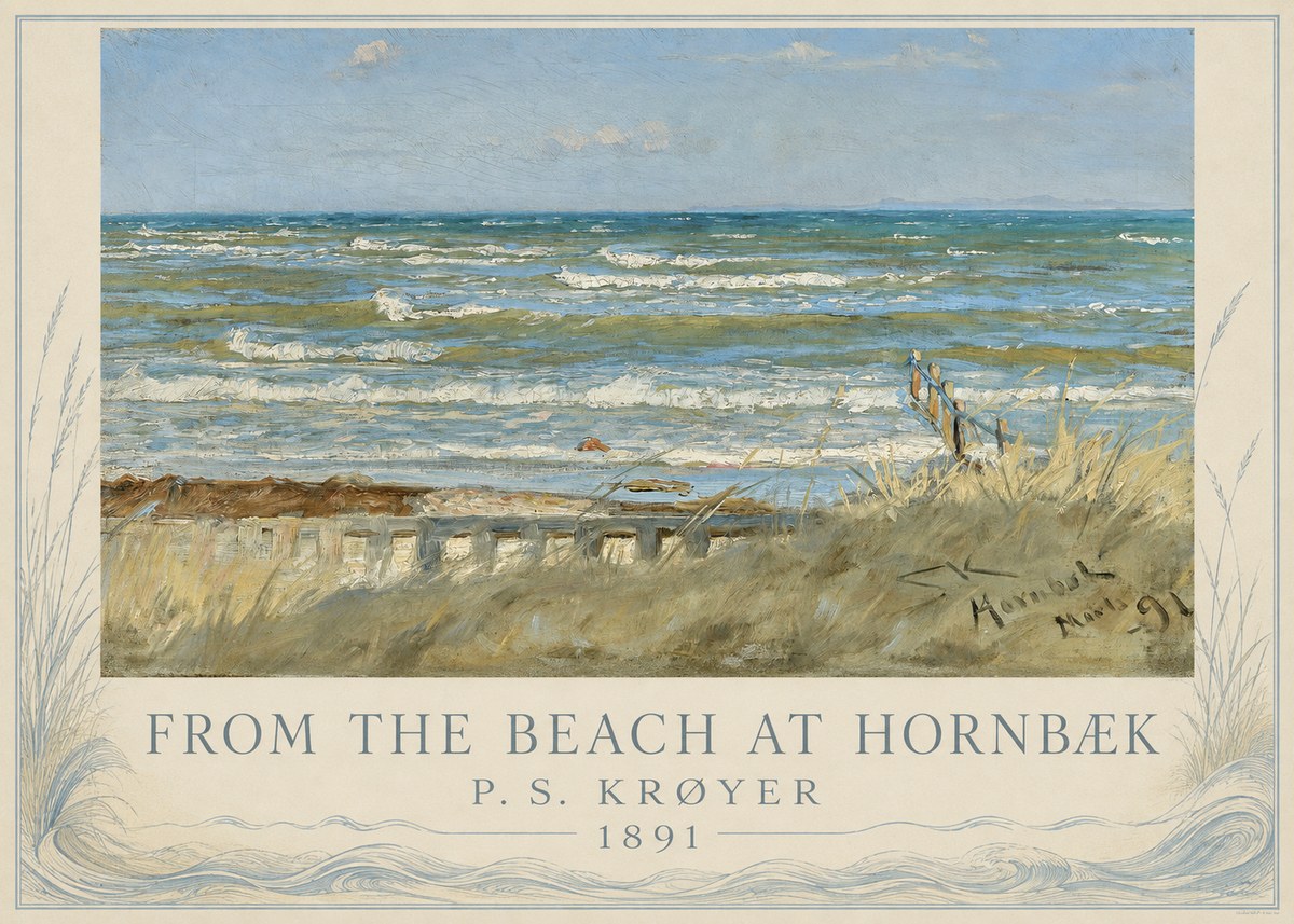 P.S. Krøyer From the Beach at Hornbæk · 1891 No3 - Affiche