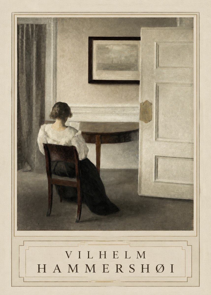 Vilhelm Hammershøi Interior with a Woman, Strandgade 30 No3 - Affiche