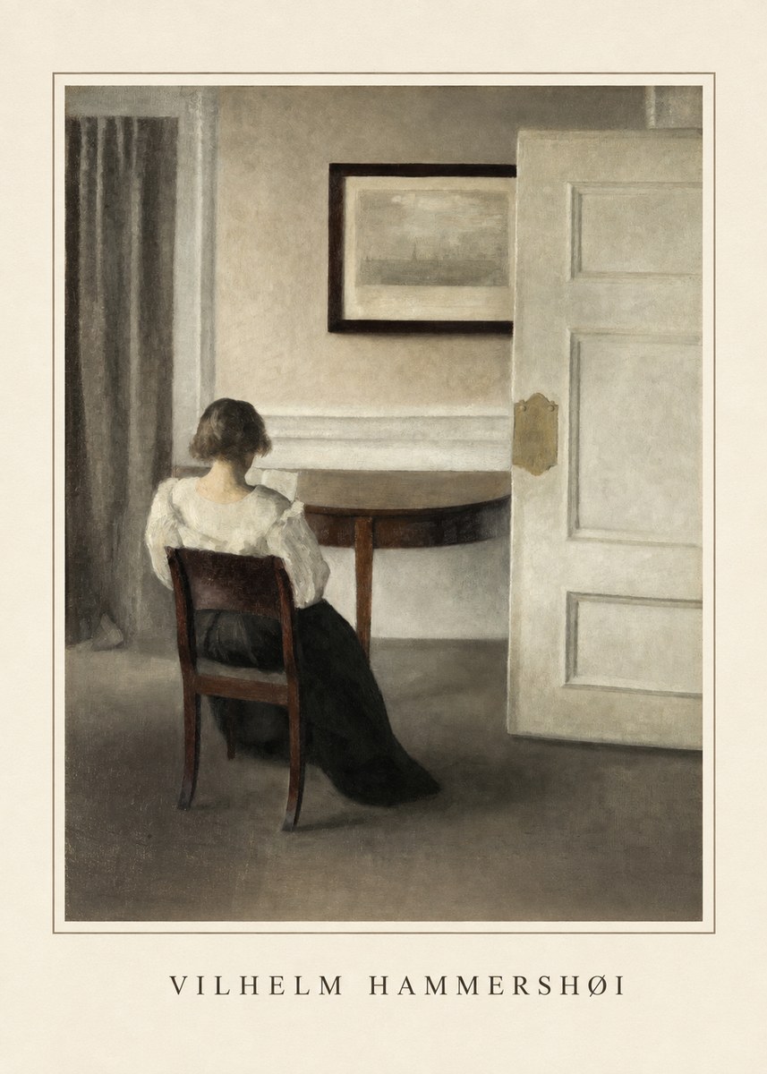Vilhelm Hammershøi Interior with a Woman, Strandgade 30 No5 - Affiche