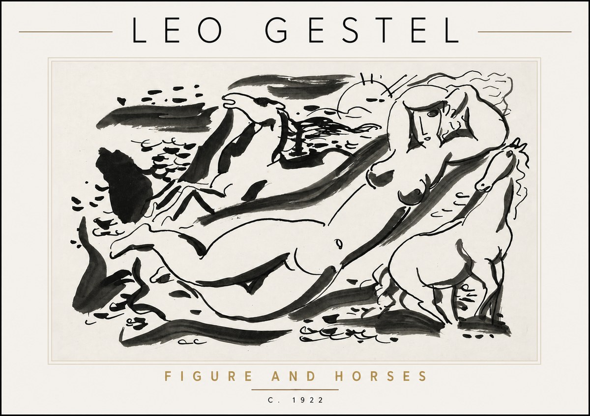 Leo Gestel Figure and Horses No6 - Affiche