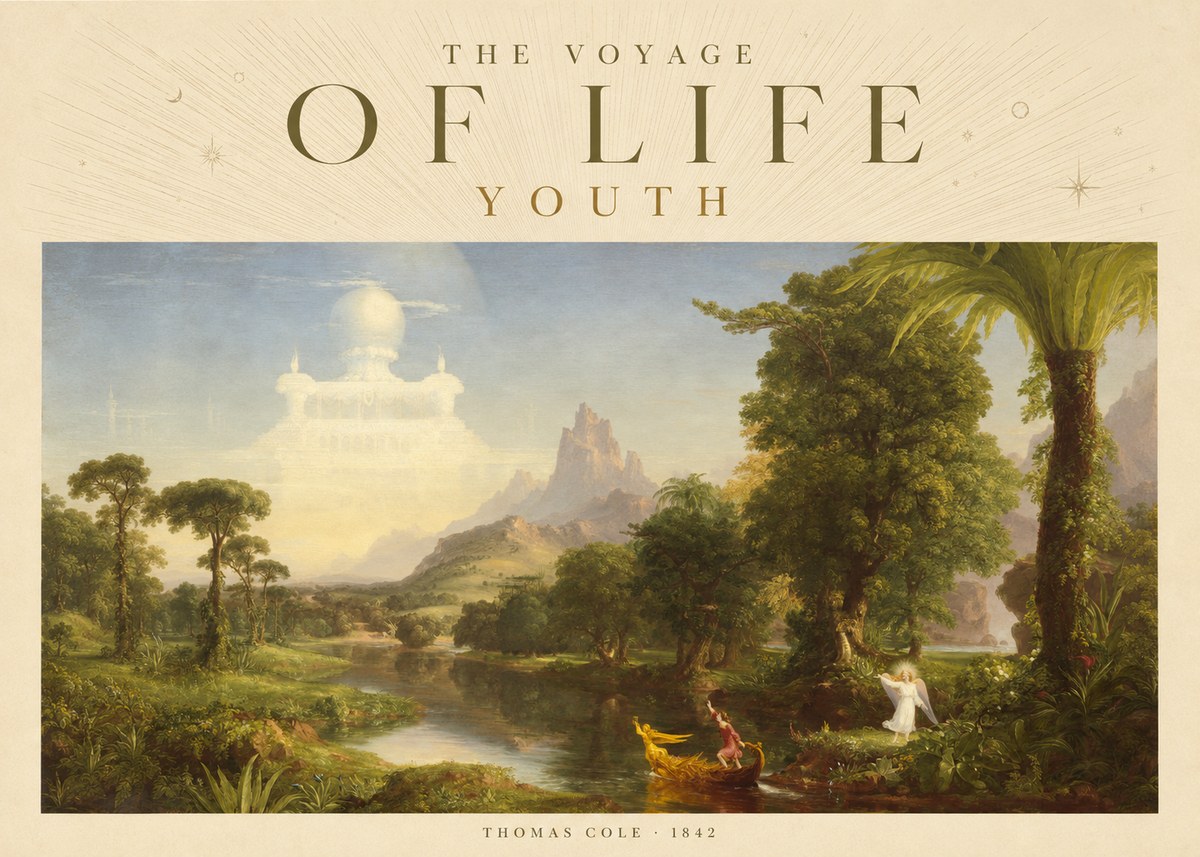 Thomas Cole The Voyage of Life: Youth I No5 - Affiche