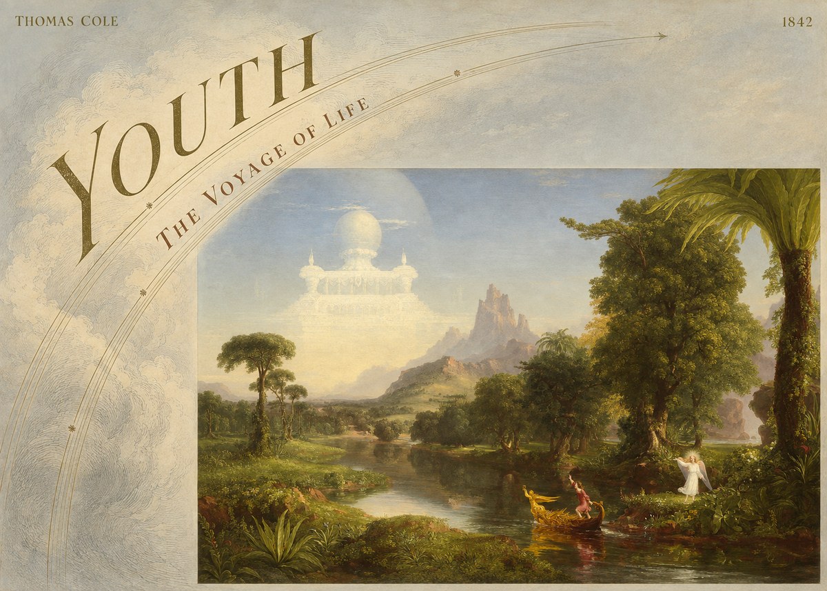 Thomas Cole The Voyage of Life: Youth I No6 - Affiche