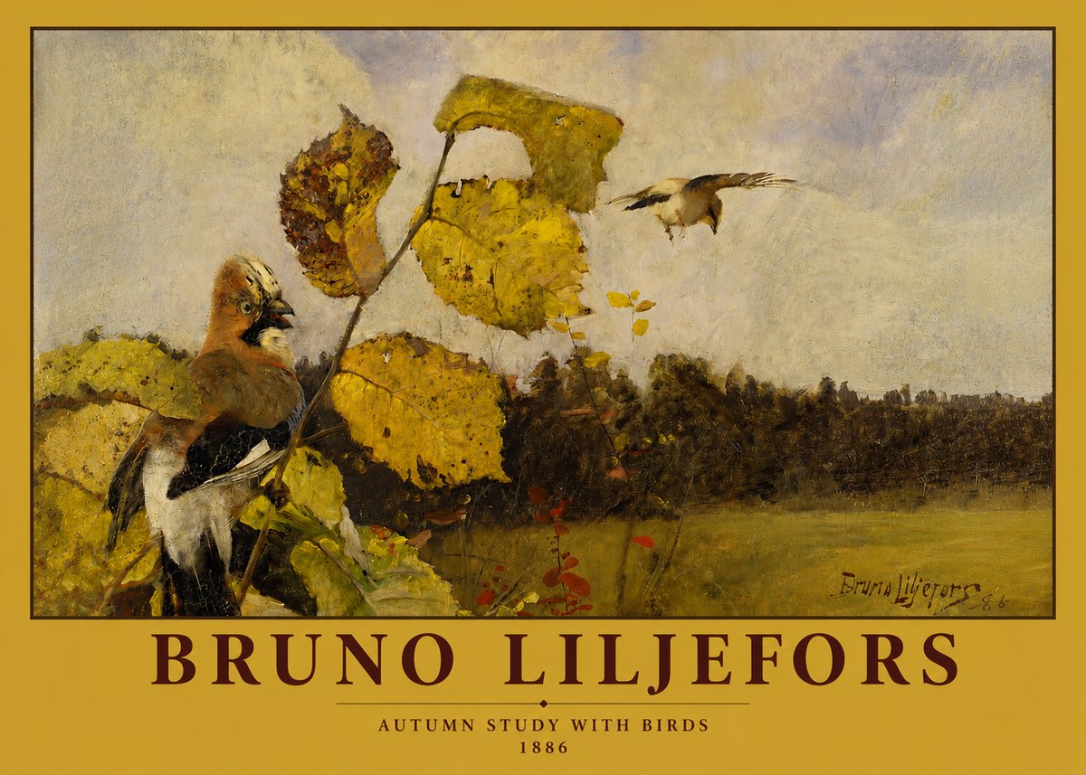 Bruno Liljefors Autumn Study with Birds No2 - Affiche