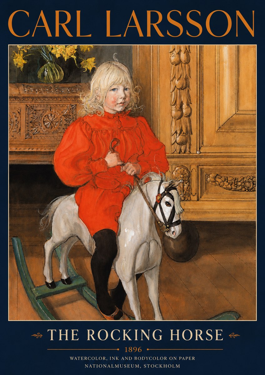 Carl Larsson The Rocking Horse No5 - Affiche