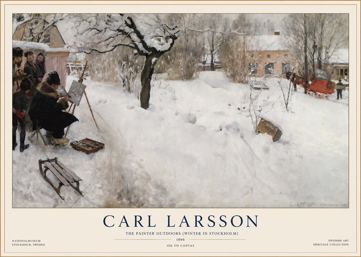Carl Larsson The Painter Outdoors (Winter in Stockholm) No1 - Affiche