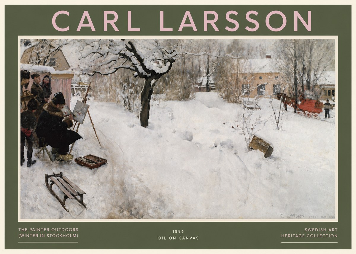 Carl Larsson The Painter Outdoors (Winter in Stockholm) No3 - Affiche