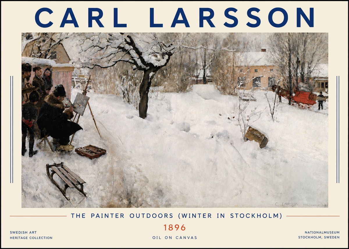 Carl Larsson The Painter Outdoors (Winter in Stockholm) No4 - Affiche