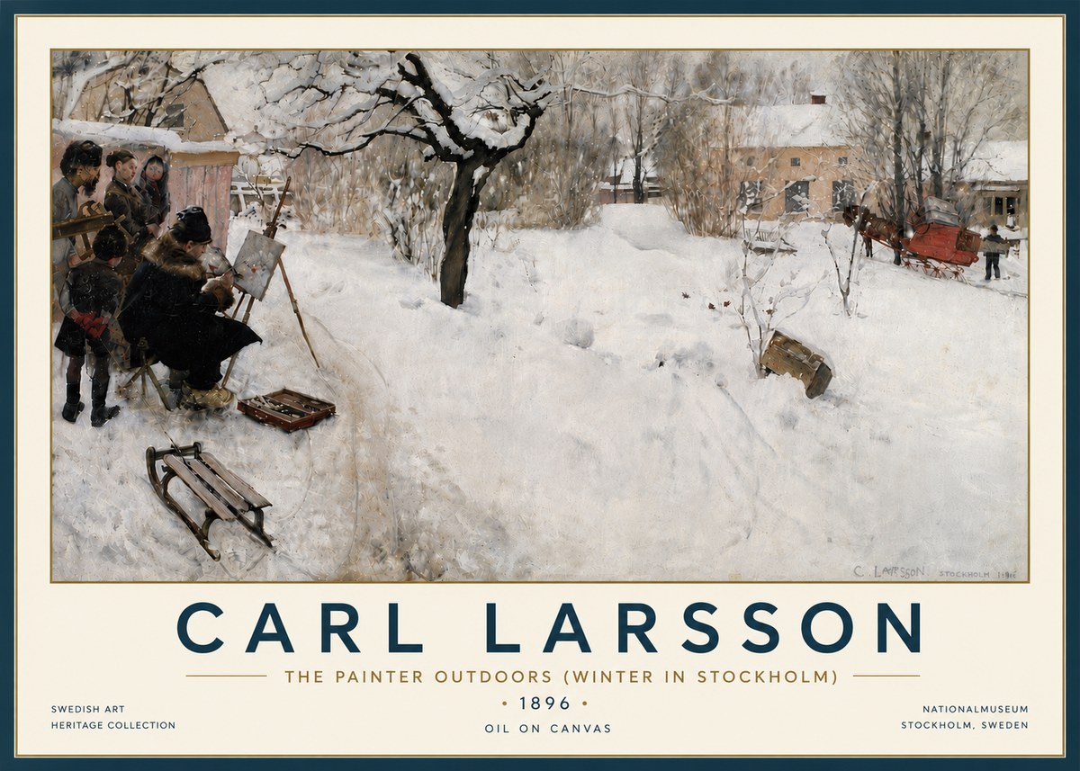 Carl Larsson The Painter Outdoors (Winter in Stockholm) No6 - Affiche
