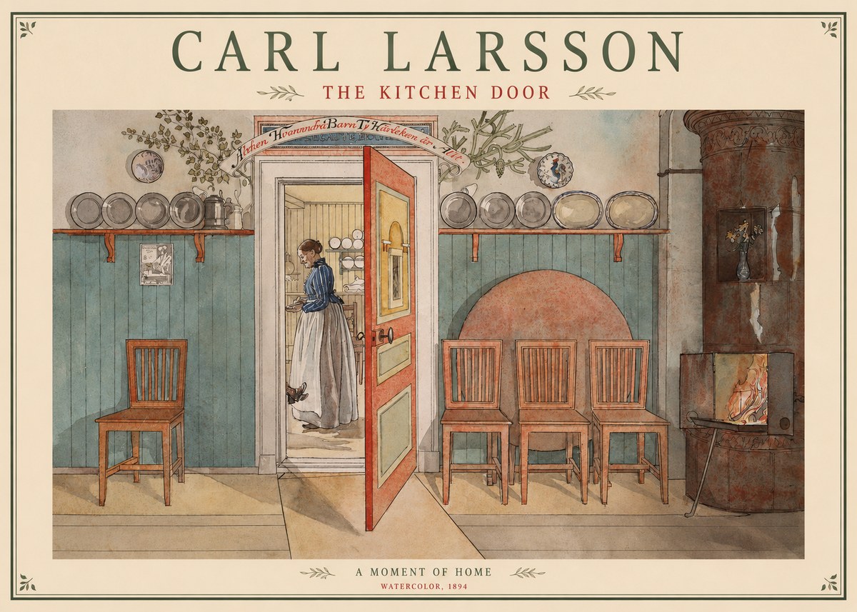 Carl Larsson The Kitchen Door No1 - Affiche