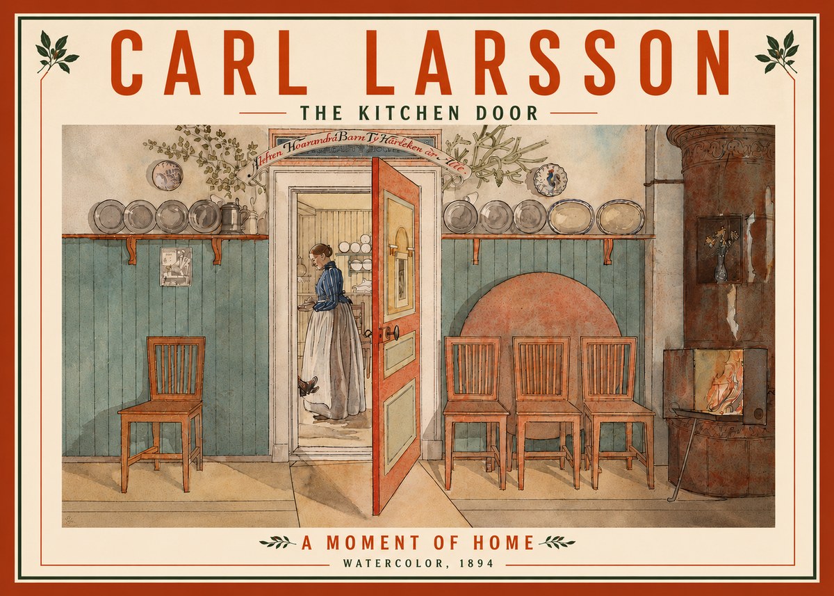 Carl Larsson The Kitchen Door No4 - Affiche